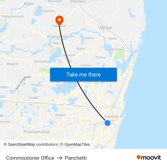 Commissioner Office to Panchetti map