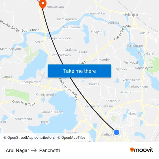 Arul Nagar to Panchetti map