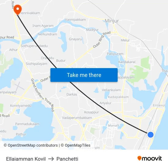 Ellaiamman Kovil to Panchetti map