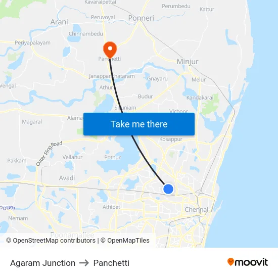 Agaram Junction to Panchetti map