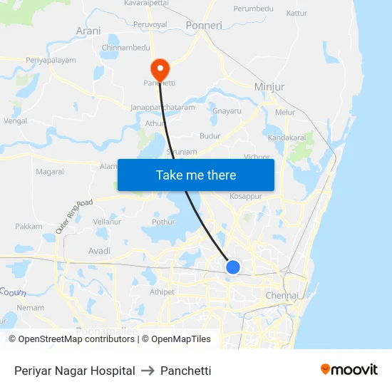 Periyar Nagar Hospital to Panchetti map