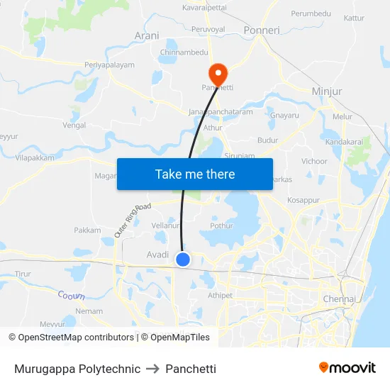 Murugappa Polytechnic to Panchetti map