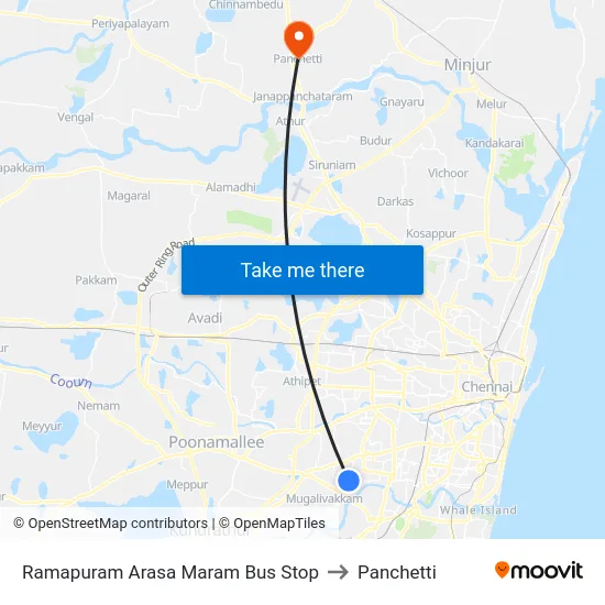 Ramapuram Arasa Maram Bus Stop to Panchetti map