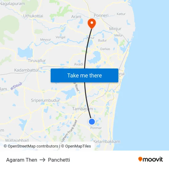 Agaram Then to Panchetti map