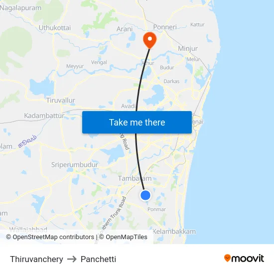 Thiruvanchery to Panchetti map