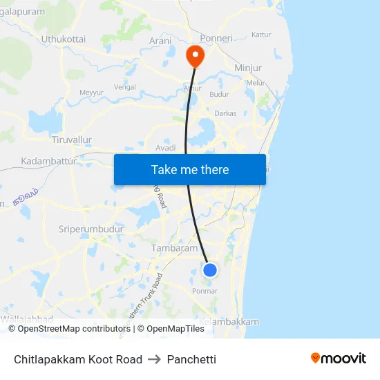 Chitlapakkam Koot Road to Panchetti map