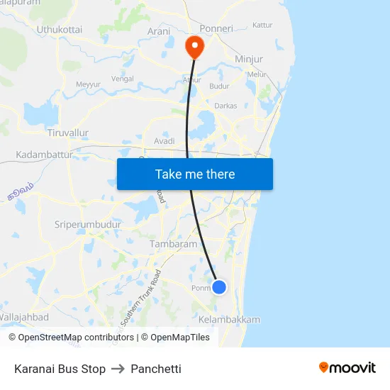 Karanai Bus Stop to Panchetti map