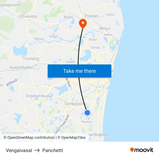 Vengaivasal to Panchetti map