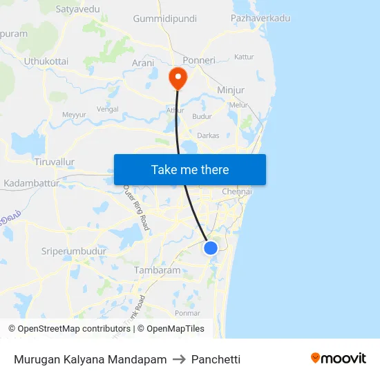 Murugan Kalyana Mandapam to Panchetti map