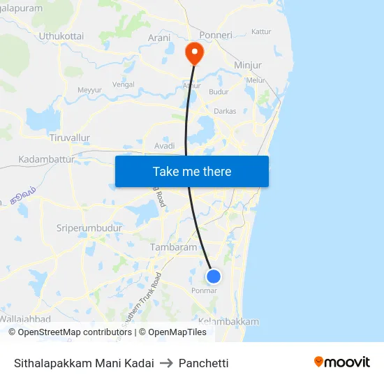 Sithalapakkam Mani Kadai to Panchetti map