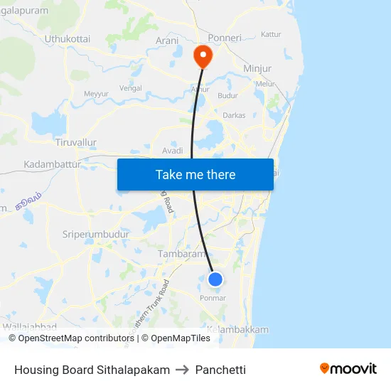 Housing Board Sithalapakam to Panchetti map