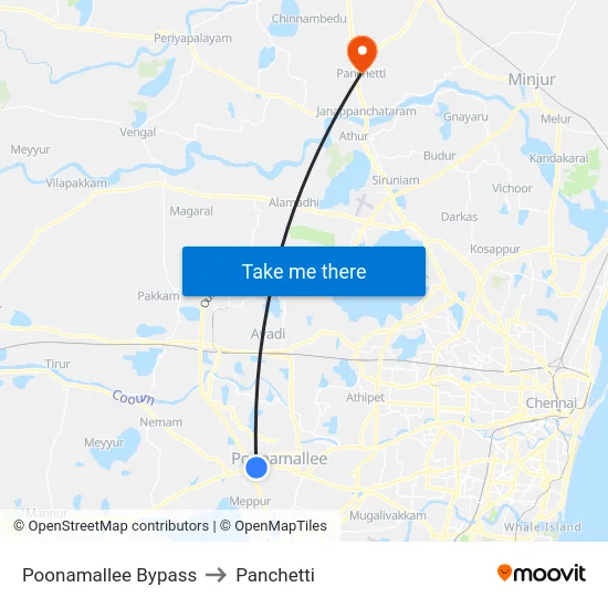 Poonamallee Bypass to Panchetti map
