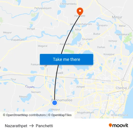 Nazarathpet to Panchetti map