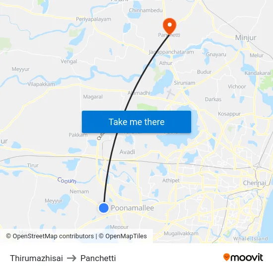 Thirumazhisai to Panchetti map