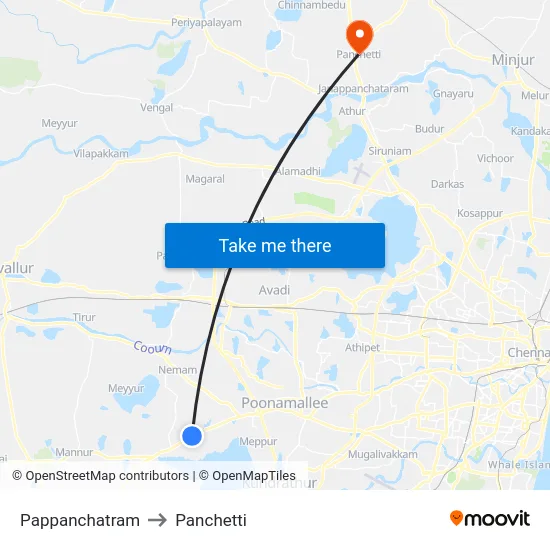 Pappanchatram to Panchetti map