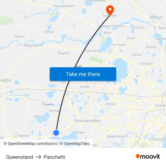 Queensland to Panchetti map