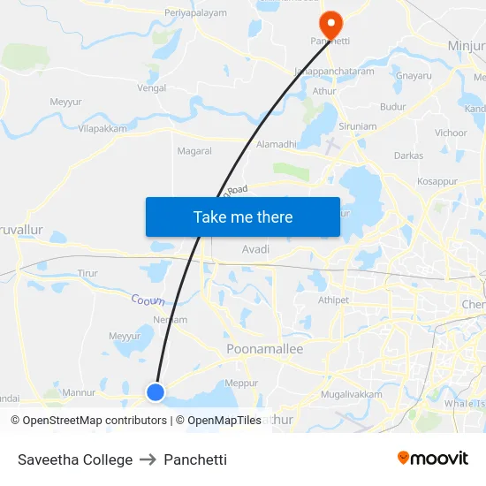 Saveetha College to Panchetti map