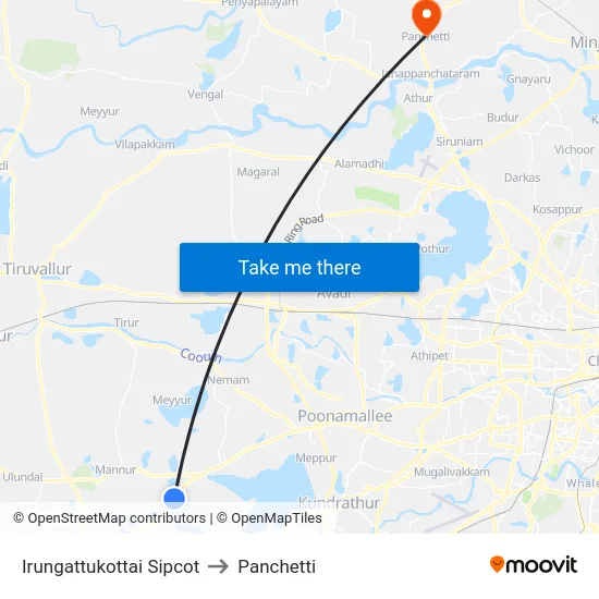 Irungattukottai Sipcot to Panchetti map