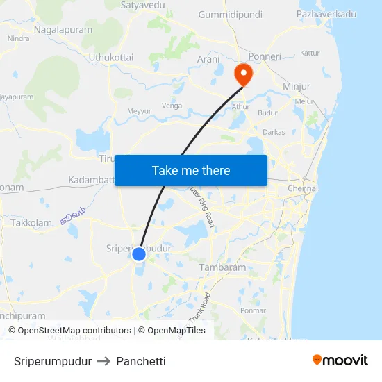 Sriperumpudur to Panchetti map