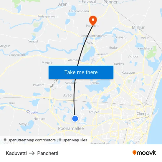 Kaduvetti to Panchetti map