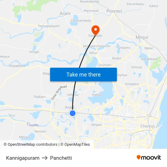 Kannigapuram to Panchetti map