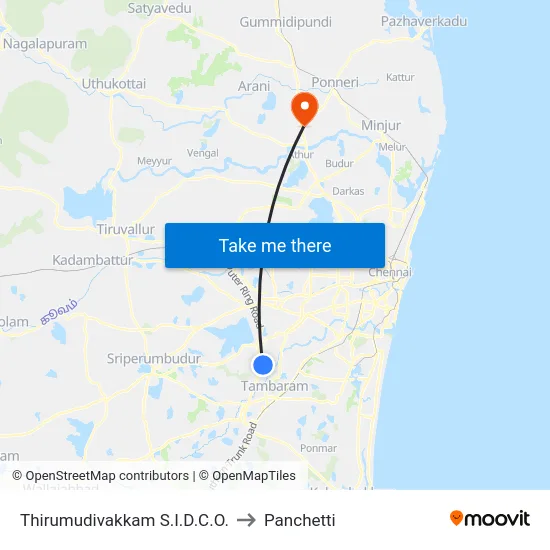 Thirumudivakkam S.I.D.C.O. to Panchetti map