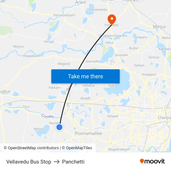 Vellavedu Bus Stop to Panchetti map
