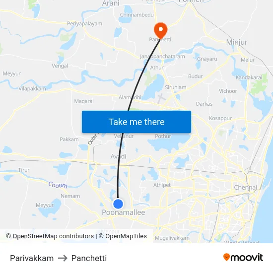 Parivakkam to Panchetti map