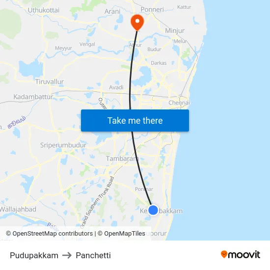 Pudupakkam to Panchetti map