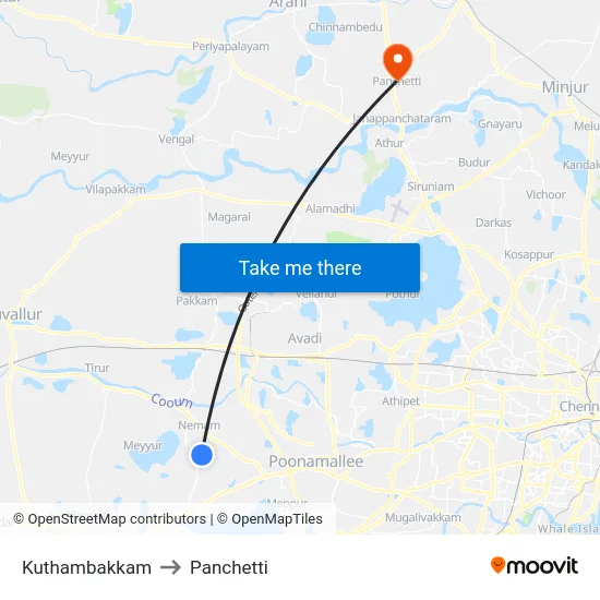 Kuthambakkam to Panchetti map