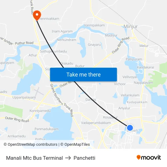 Manali Mtc Bus Terminal to Panchetti map