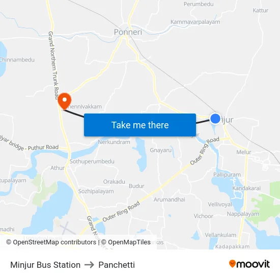 Minjur Bus Station to Panchetti map