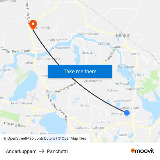 Andarkuppam to Panchetti map