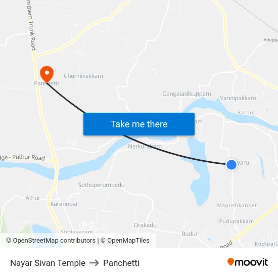 Nayar Sivan Temple to Panchetti map
