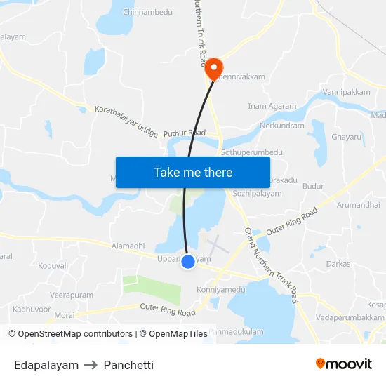 Edapalayam to Panchetti map