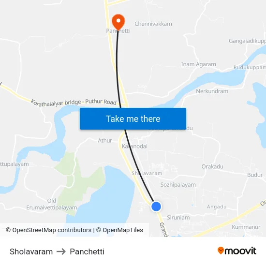 Sholavaram to Panchetti map