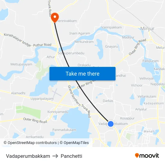 Vadaperumbakkam to Panchetti map