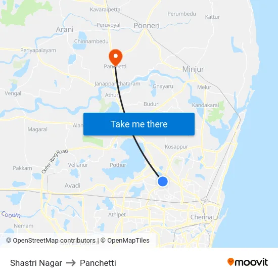 Shastri Nagar to Panchetti map
