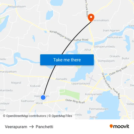 Veerapuram to Panchetti map