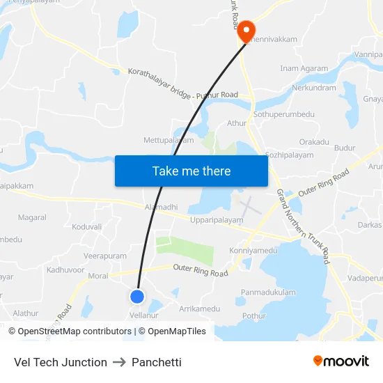 Vel Tech Junction to Panchetti map