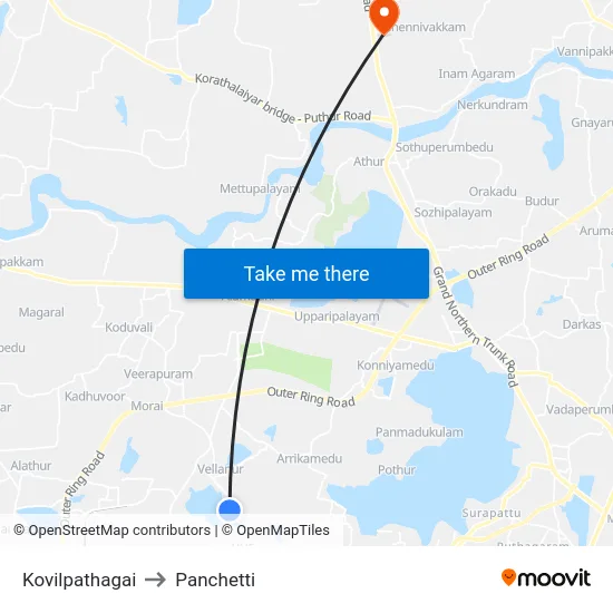 Kovilpathagai to Panchetti map