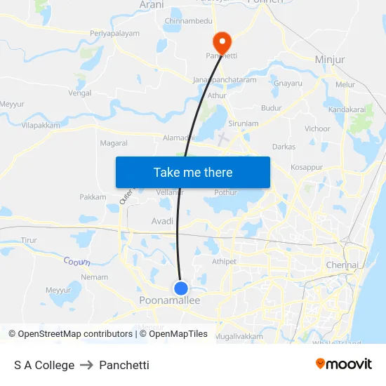 S A College to Panchetti map
