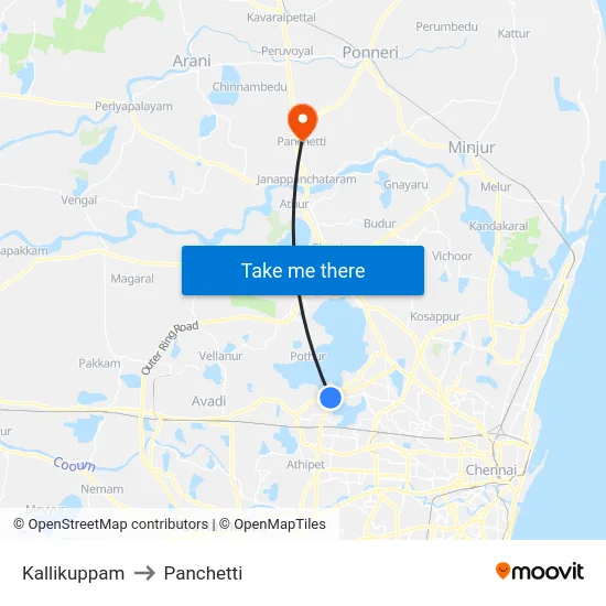 Kallikuppam to Panchetti map
