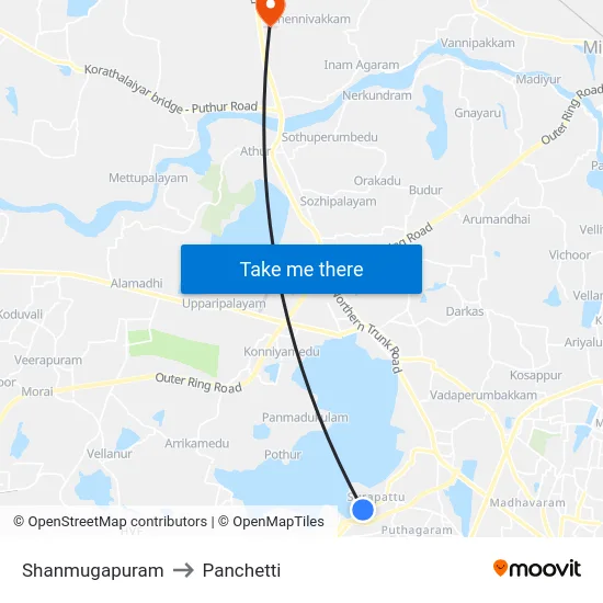 Shanmugapuram to Panchetti map