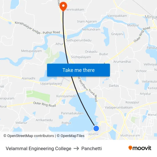 Velammal Engineering College to Panchetti map
