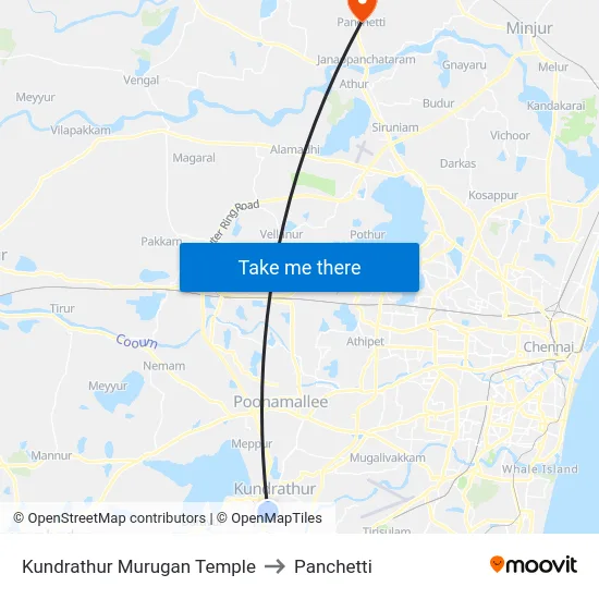 Kundrathur Murugan Temple to Panchetti map