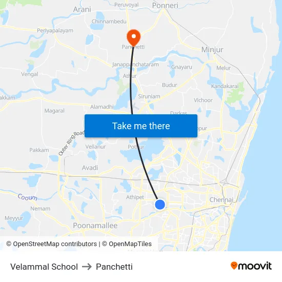 Velammal School to Panchetti map