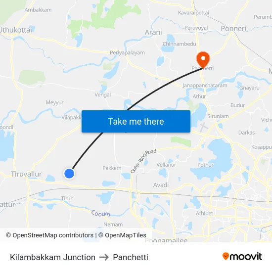 Kilambakkam Junction to Panchetti map