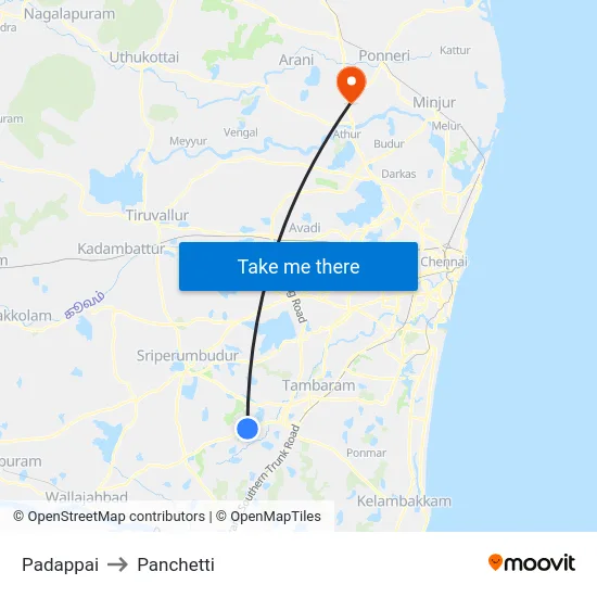 Padappai to Panchetti map
