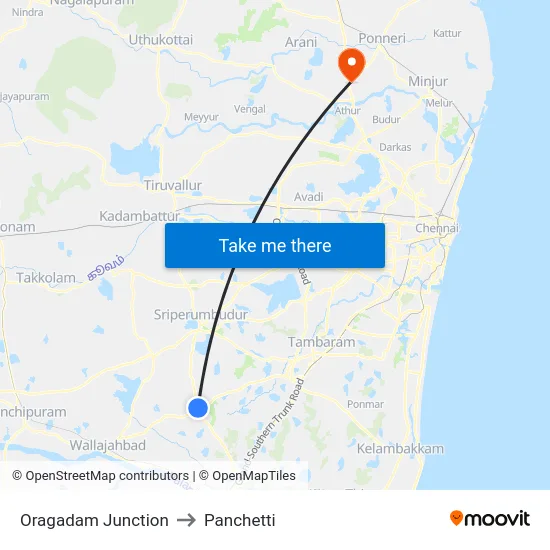 Oragadam Junction to Panchetti map